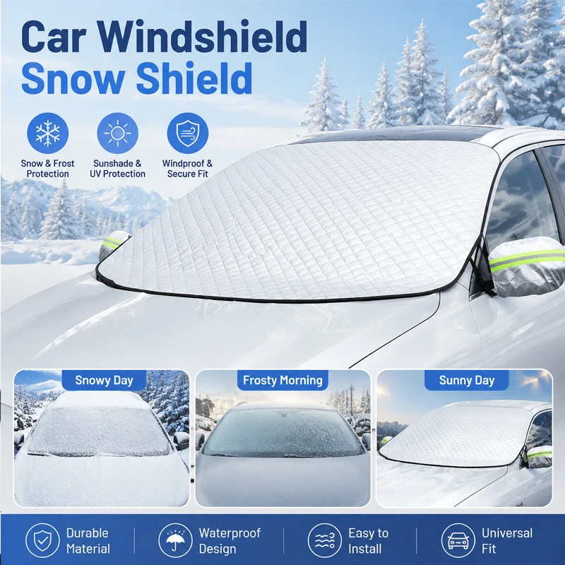 All-Season Car Windshield Cover, Snow Ice Frost Prevention Shield, Heat Insulation UV Block Front Window Protector
All-Season Car Windshield Cover, Snow Ice Frost Prevention Shield, Heat Insulation UV Block Front Window Protector