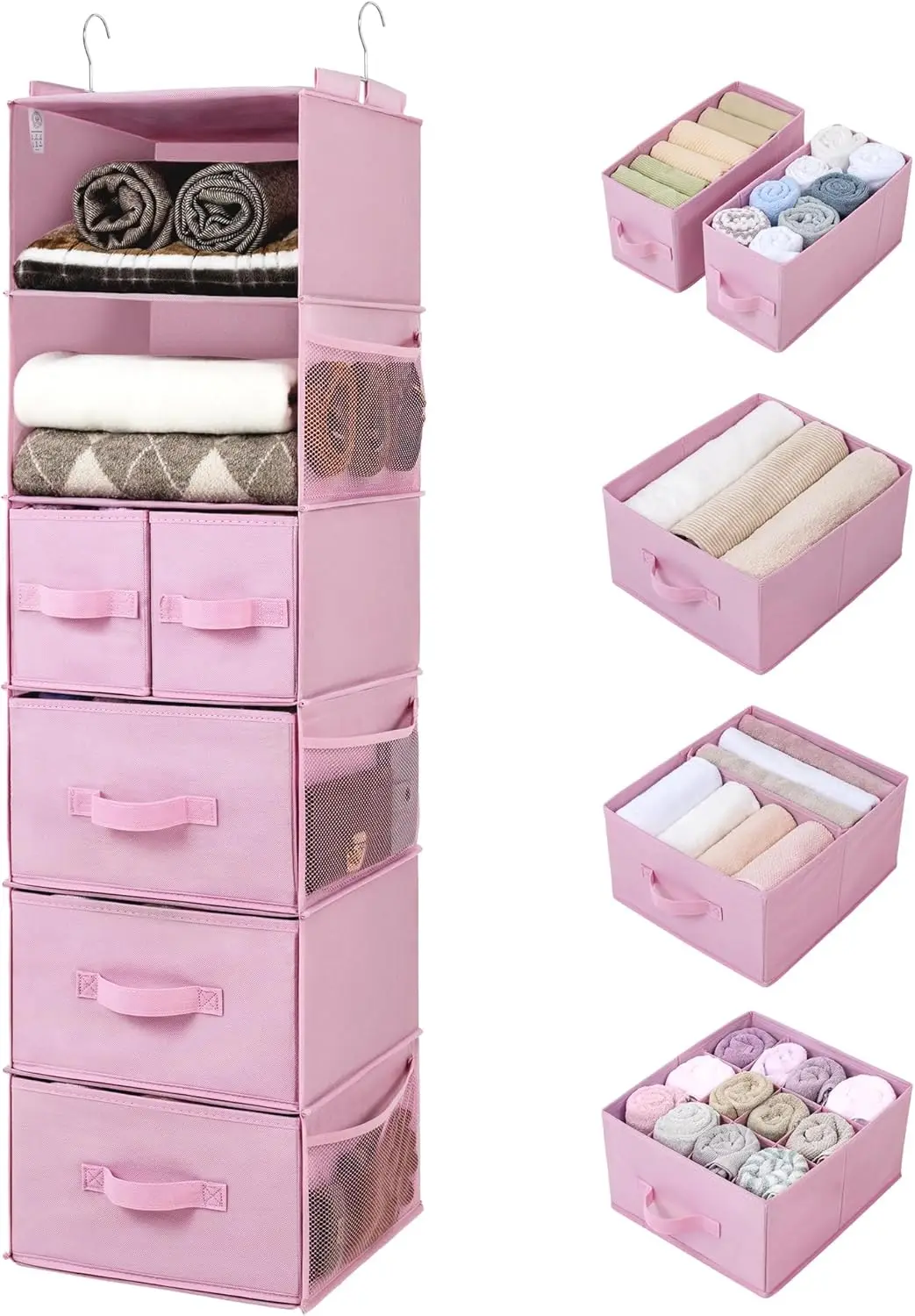 Hanging Closet Organizers and Storage, 6 Shelves Closet Hanging Organizer with 6 Side Pockets, 5 Drawer Storage Organize
Hanging Closet Organizers and Storage, 6 Shelves Closet Hanging Organizer with 6 Side Pockets, 5 Drawer Storage Organize