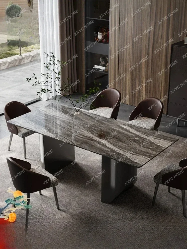 A Venice brown natural marble dining table rectangular modern high-end dining table
A Venice brown natural marble dining table rectangular modern high-end dining table