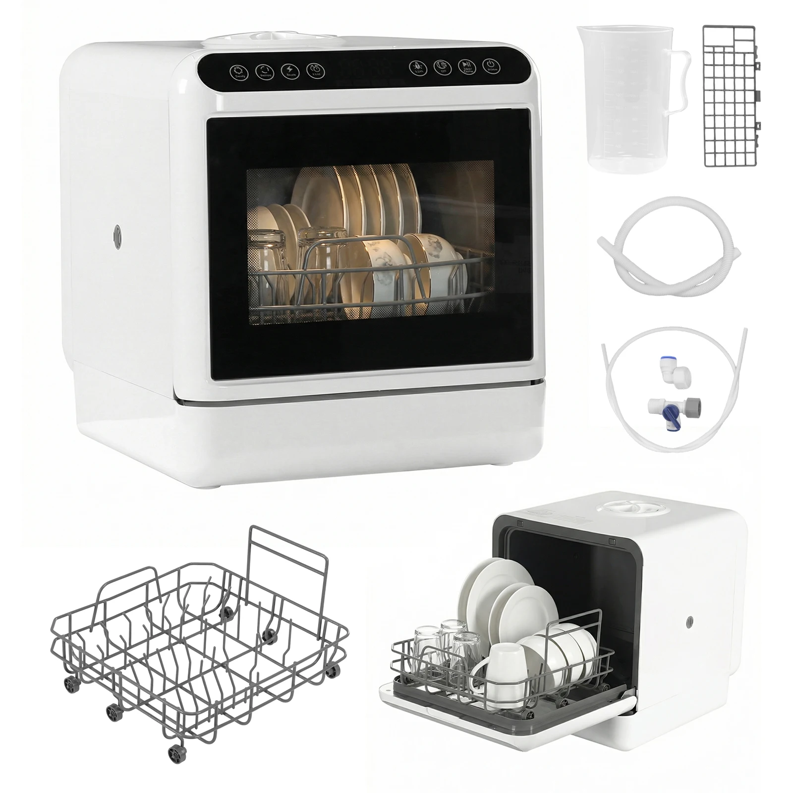 Countertop Dishwasher with 6L Built-in Water Tank Portable Dishwasher No Hookup Needed 360° Dual Spray for Apartments& RVs
Countertop Dishwasher with 6L Built-in Water Tank Portable Dishwasher No Hookup Needed 360° Dual Spray for Apartments& RVs