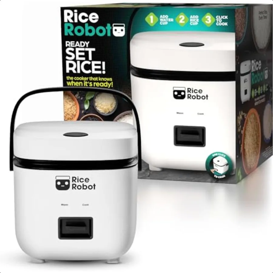 Rice Robot Personal Rice Cooker PFASfree Nonstick. 1 Quart Capacity with Stainl Steel Steamer Tray Measuring Cups Recipe Book w
Rice Robot Personal Rice Cooker PFASfree Nonstick. 1 Quart Capacity with Stainl Steel Steamer Tray Measuring Cups Recipe Book w
