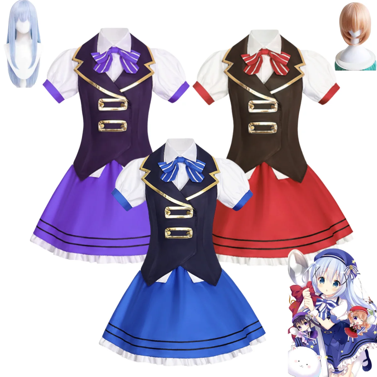 Аниме - заказ Кролик Hoto Kokoa Kafuu Chino Tedeza Rize Косплей Костюм Парик Корейская школьная форма Жилет Рубашка Юбка Костюм
Аниме - заказ Кролик Hoto Kokoa Kafuu Chino Tedeza Rize Косплей Костюм Парик Корейская школьная форма Жилет Рубашка Юбка Костюм