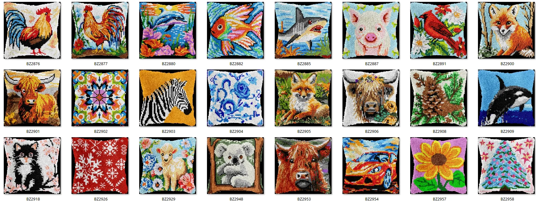 Chicken latch hook kit rug canvas printing Latch Hook Rug Pillow diy carpet embroidery handmade accessories
Chicken latch hook kit rug canvas printing Latch Hook Rug Pillow diy carpet embroidery handmade accessories