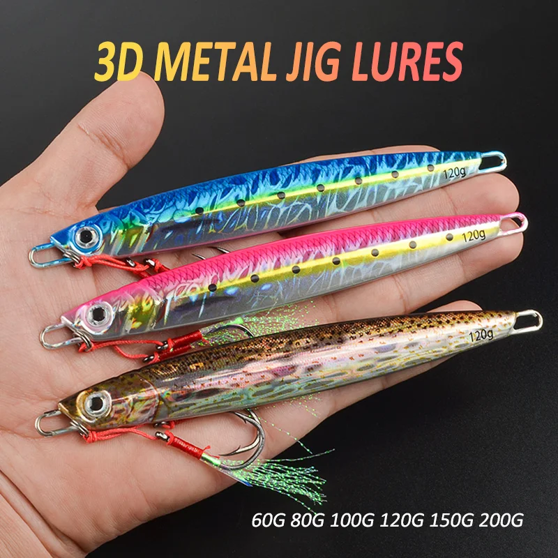 3D Metal Jig Fishing Lure 60g 80g 100g 120g 150g 200g Sea Biomimetic Fish Iron Plate Bait Wobbler Artificial Ocean Boat Fishing
3D Metal Jig Fishing Lure 60g 80g 100g 120g 150g 200g Sea Biomimetic Fish Iron Plate Bait Wobbler Artificial Ocean Boat Fishing