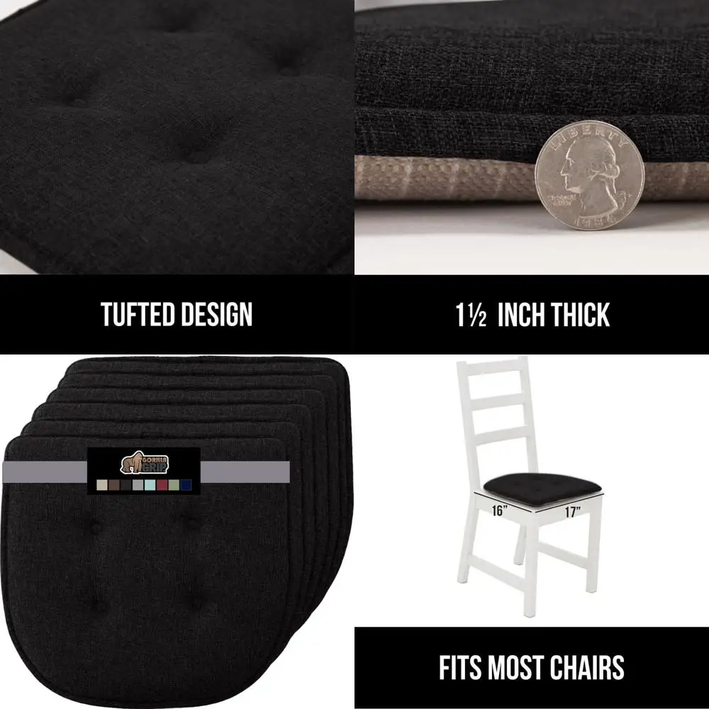 Non-Slip Tufted Chair Cushions, 6-Pack Memory Foam Pads, 16x17, Black, Suitable for Dining, Kitchen, Office & Rocking Chairs
Non-Slip Tufted Chair Cushions, 6-Pack Memory Foam Pads, 16x17, Black, Suitable for Dining, Kitchen, Office & Rocking Chairs