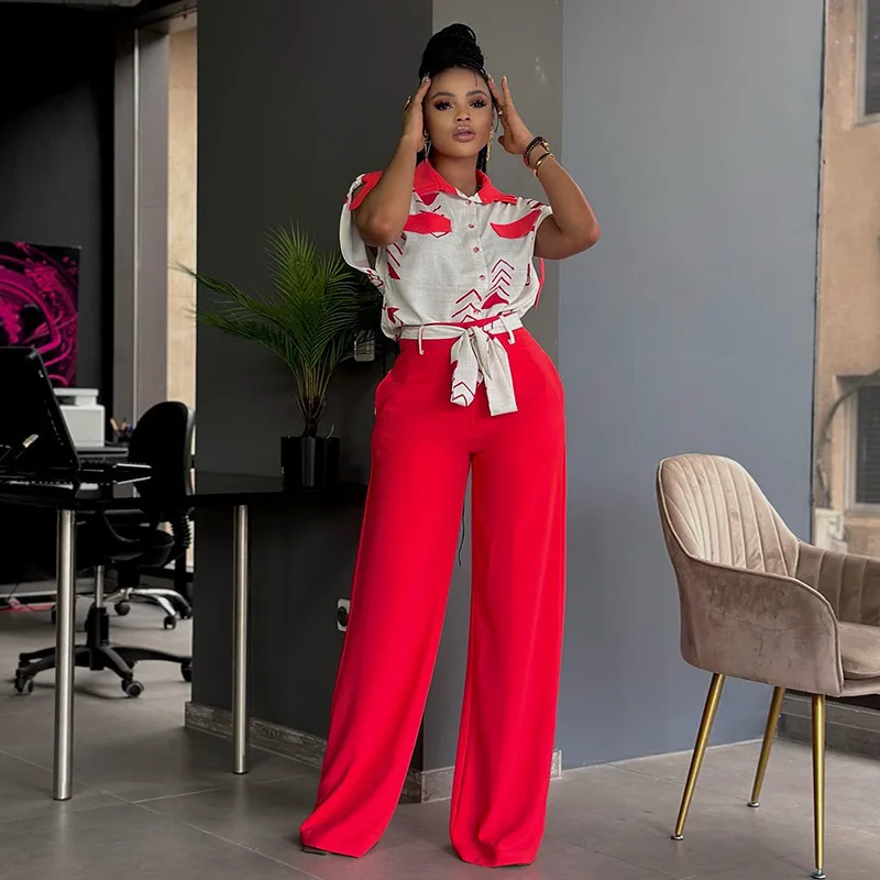 Women's 2025 Summer New Fashionable Polo Neck Short Sleeved Shirt Tie Up Wide Leg Long Pants Casual Set
Women's 2025 Summer New Fashionable Polo Neck Short Sleeved Shirt Tie Up Wide Leg Long Pants Casual Set