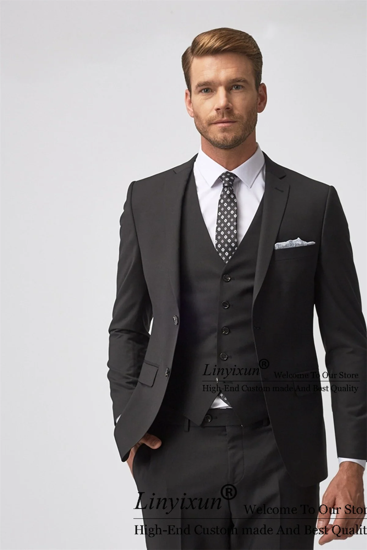 Classic Dark Gray Wedding Suits For Men Business Blazer Slim Groom Tuxedos Banquet 3 Piece Jacket Vest Pants Set Costume Homme
Classic Dark Gray Wedding Suits For Men Business Blazer Slim Groom Tuxedos Banquet 3 Piece Jacket Vest Pants Set Costume Homme