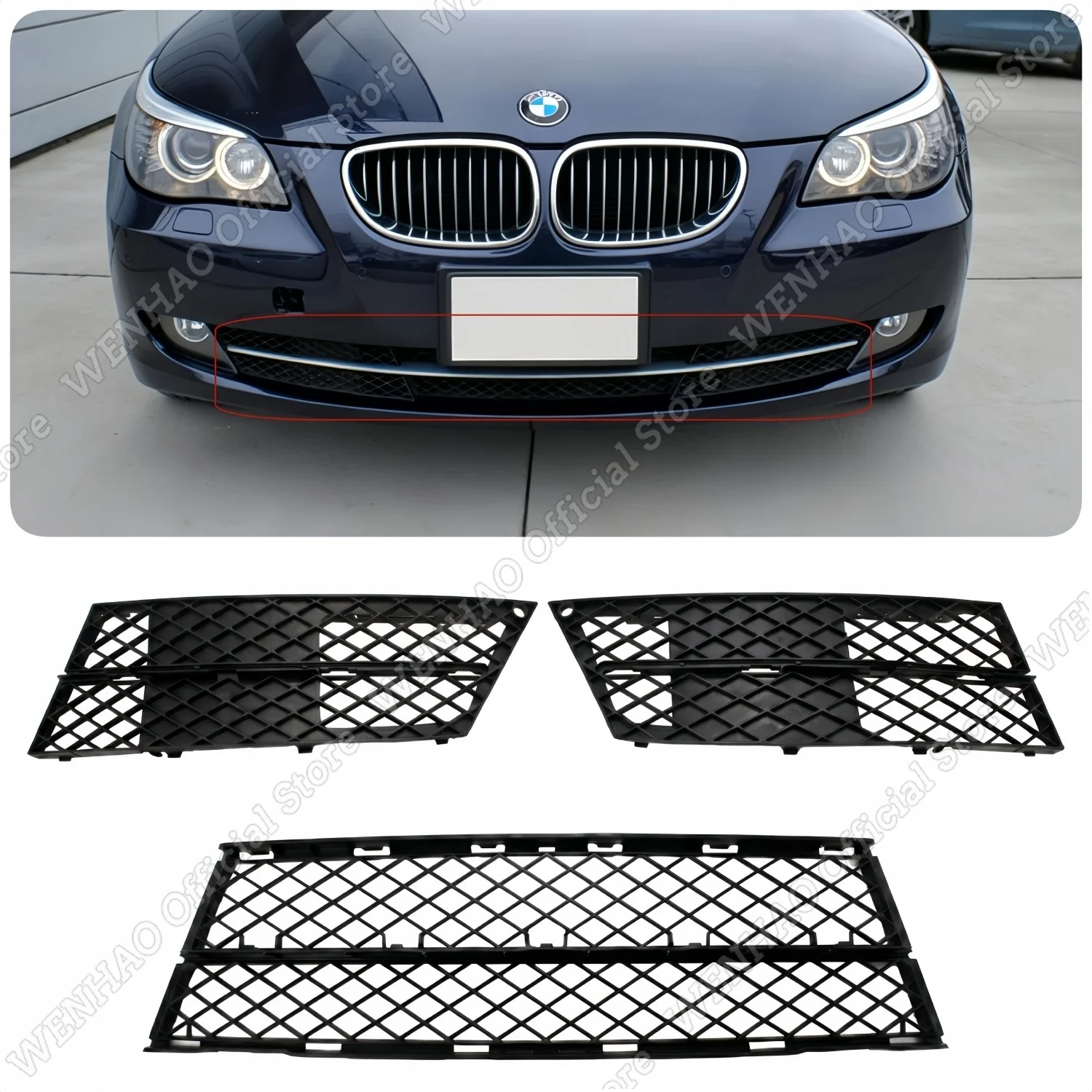 3Pcs High Quality Matte Black Front Bumper Grille Fog Light Frame Cover For BMW 5 Series E60 2009-2010 Grilles Tuning BodyKits
3Pcs High Quality Matte Black Front Bumper Grille Fog Light Frame Cover For BMW 5 Series E60 2009-2010 Grilles Tuning BodyKits