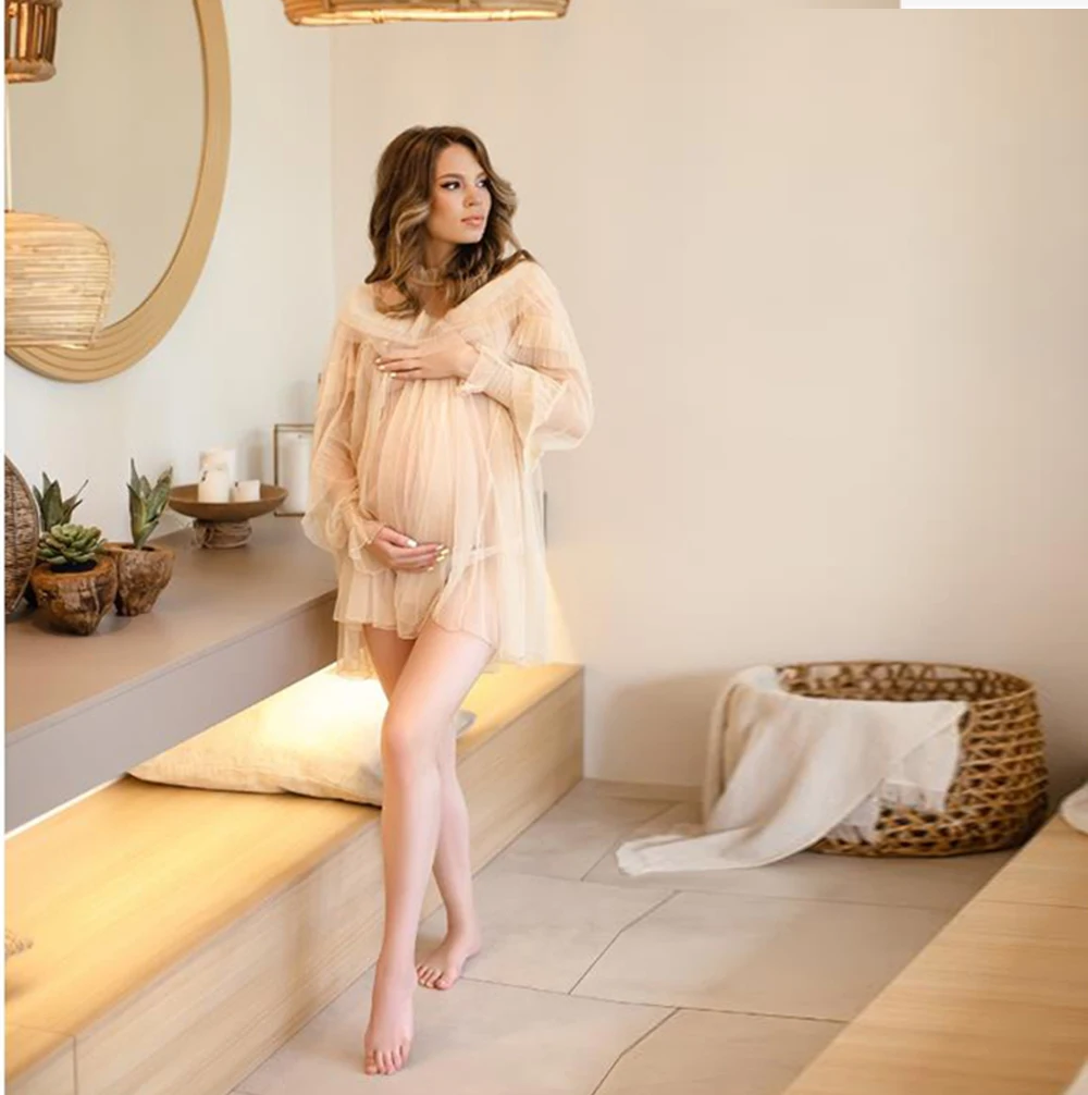 Champagne Sexy See Through Pregnant Woman Gown Short Mini Photoshoot Dresses robe maternite grossesse Pregnancy Dressing
Champagne Sexy See Through Pregnant Woman Gown Short Mini Photoshoot Dresses robe maternite grossesse Pregnancy Dressing