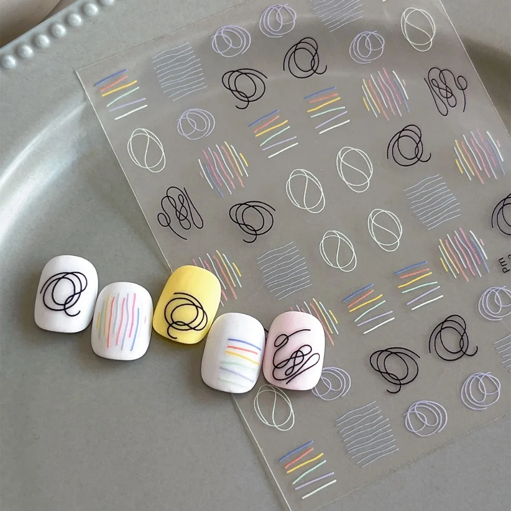 Abstract Line Nail Art Stickers Colorful Graffiti Swirl Curve Design Self Adhesive Decals for DIY Craft and Nail Art Accessories
Abstract Line Nail Art Stickers Colorful Graffiti Swirl Curve Design Self Adhesive Decals for DIY Craft and Nail Art Accessories