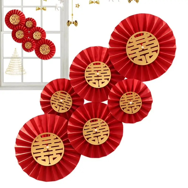 Red Paper Flower Shaped Fans Decor 6Pcs New Year Round Fan Wall Decor Flower Garlands For New Year Wedding Room Decorations
Red Paper Flower Shaped Fans Decor 6Pcs New Year Round Fan Wall Decor Flower Garlands For New Year Wedding Room Decorations