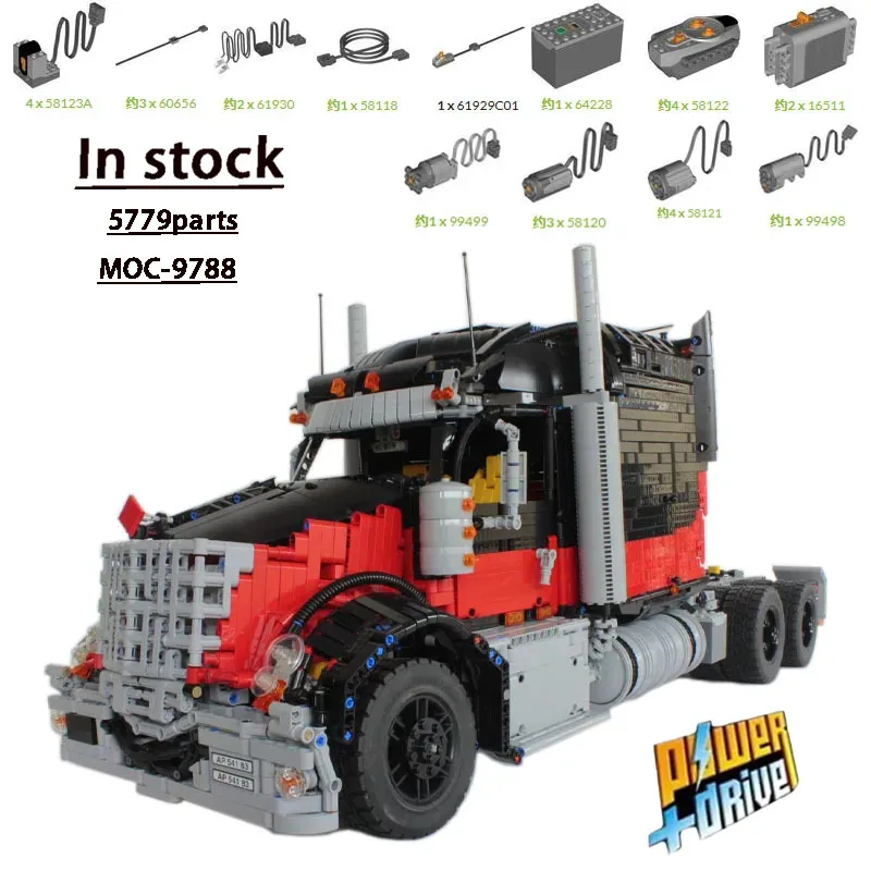 MOC-9788 Electric RC Cargo Transport Truck Building Block Model 5779 Parts Boy Birthday Education Building Blocks Toy Gift
MOC-9788 Electric RC Cargo Transport Truck Building Block Model 5779 Parts Boy Birthday Education Building Blocks Toy Gift