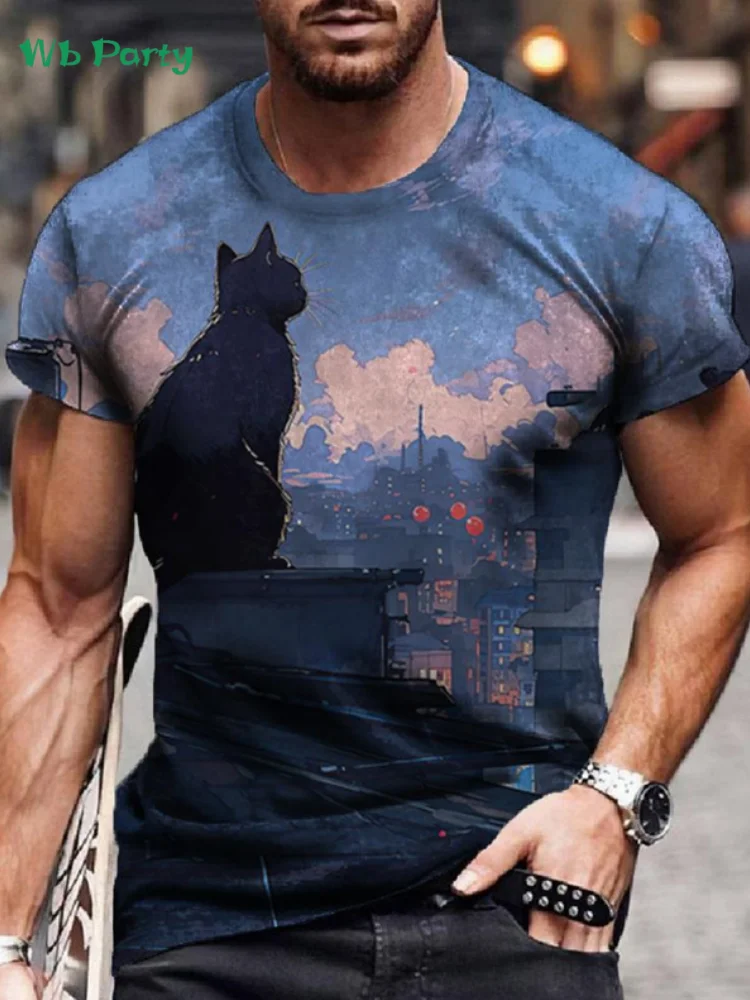 3D Cat Landscape Printing Men's T-Shirt Summer Outdoor Men Top Fashion Breathable Men's Clothing Trend Round O-Neck Short Sleeve
3D Cat Landscape Printing Men's T-Shirt Summer Outdoor Men Top Fashion Breathable Men's Clothing Trend Round O-Neck Short Sleeve