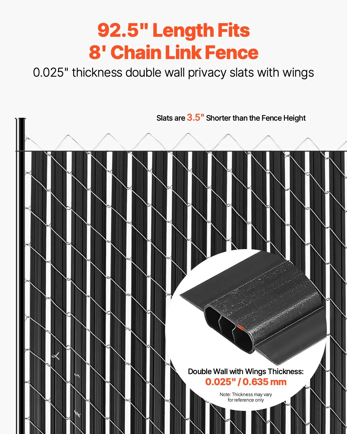 Chain Link Fence Privacy Slats Double-Wall With Wings For 8' High Fence Black
Chain Link Fence Privacy Slats Double-Wall With Wings For 8' High Fence Black