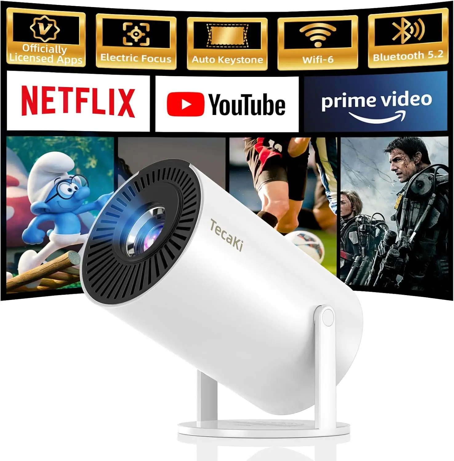 1080P Mini Projector with WiFi & Bluetooth, Auto Keystone, 180° Stand, 4K Support
1080P Mini Projector with WiFi & Bluetooth, Auto Keystone, 180° Stand, 4K Support