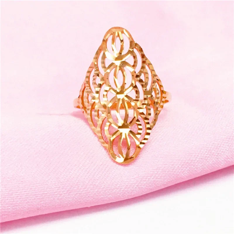 585 Purple Gold Plated 14K Rose Gold Hollow Flower Piece Shiny diamond rings for women Adjustable engagement ring jewelry
585 Purple Gold Plated 14K Rose Gold Hollow Flower Piece Shiny diamond rings for women Adjustable engagement ring jewelry