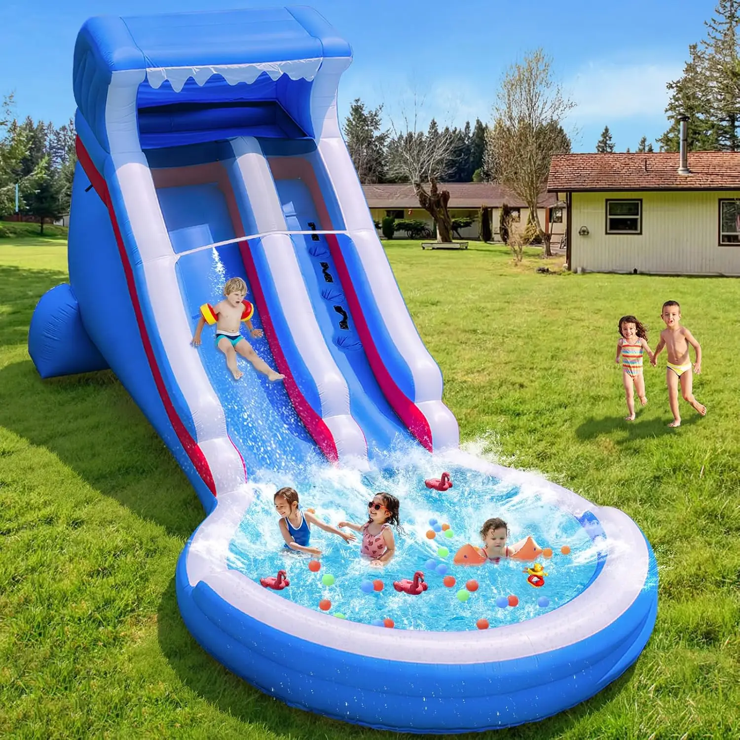 22ft(L) Commercial Water Slide for Kids and Adults, Big Water Pool, PVC+Oxford Materials and 550W Blower (Enhanced, Custom
22ft(L) Commercial Water Slide for Kids and Adults, Big Water Pool, PVC+Oxford Materials and 550W Blower (Enhanced, Custom