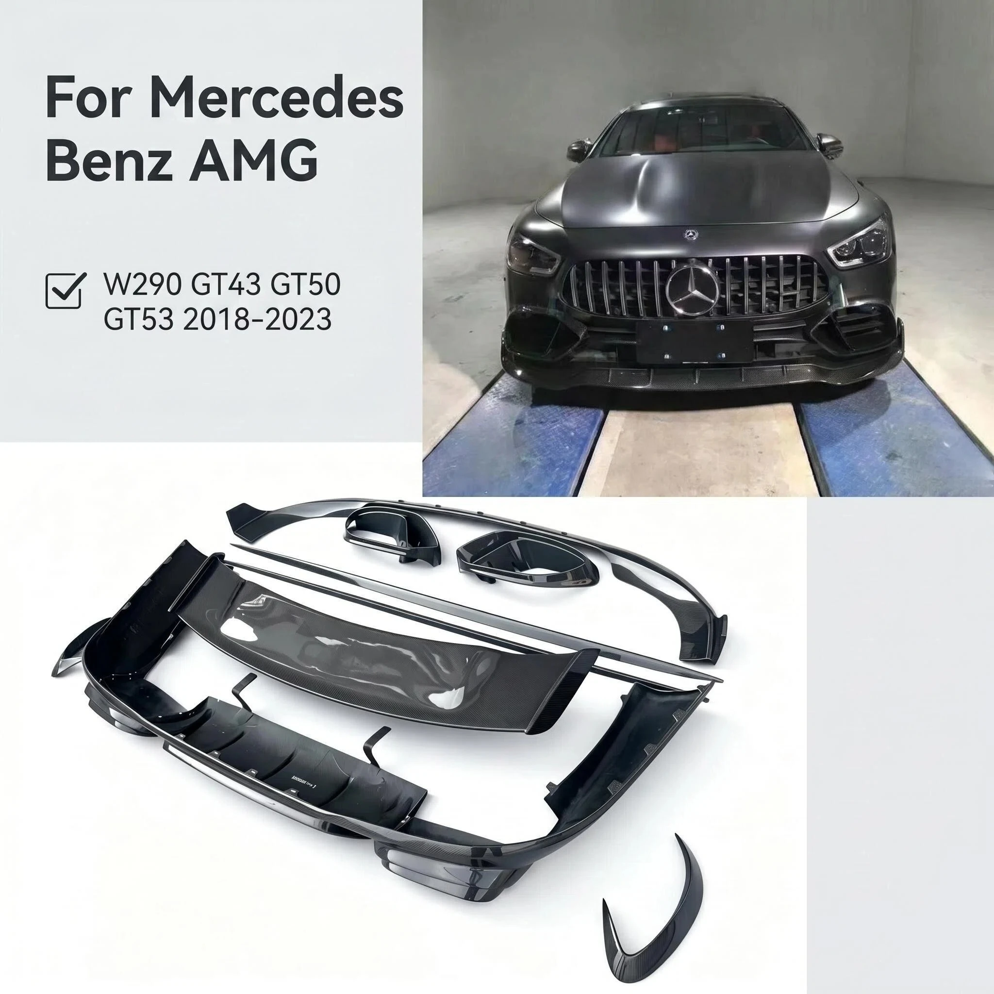 Carbon Fiber Front Lip Rear Diffuser Side Skirt Spoiler For Mercedes Benz AMG W290 GT43 GT50 GT53 2018-2023 BBS-Model Body Kit
Carbon Fiber Front Lip Rear Diffuser Side Skirt Spoiler For Mercedes Benz AMG W290 GT43 GT50 GT53 2018-2023 BBS-Model Body Kit