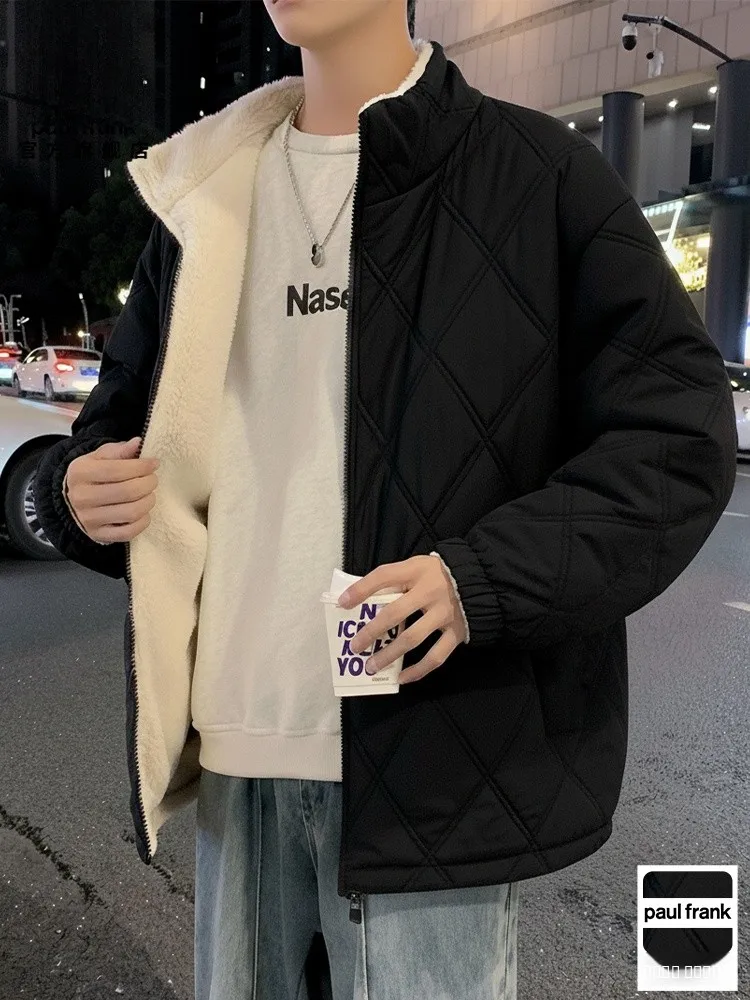 Thickened Lamb Velvet Cotton Jacket for Men Winter Warm Diamond Patterned Stand Collar Coat Youth Casual Fashion
Thickened Lamb Velvet Cotton Jacket for Men Winter Warm Diamond Patterned Stand Collar Coat Youth Casual Fashion