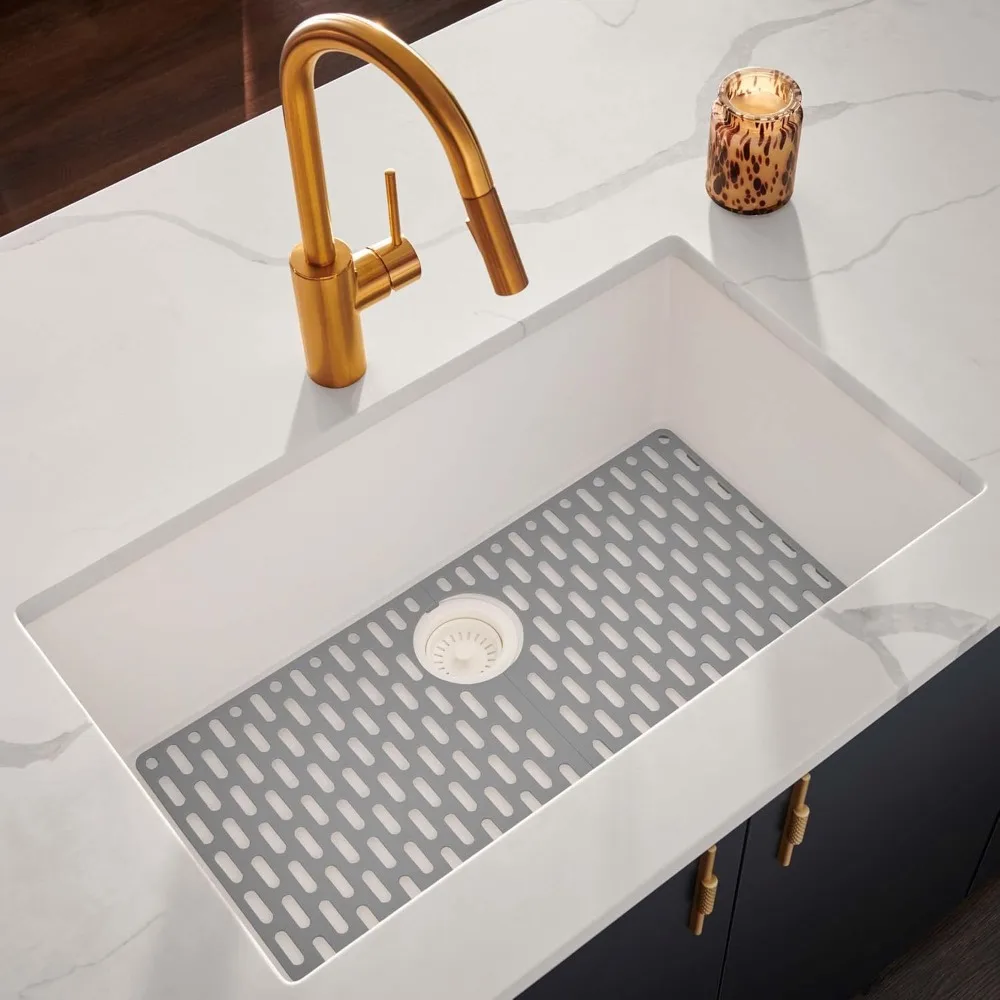 30 X 17 Inch Granite Composite Undermount Single Bowl Kitchen Sink - Arctic White - Stainless Steel Kitchen Sinks Multifunction
30 X 17 Inch Granite Composite Undermount Single Bowl Kitchen Sink - Arctic White - Stainless Steel Kitchen Sinks Multifunction