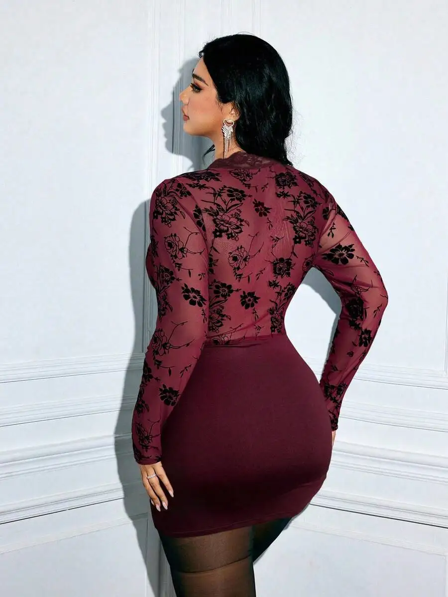 Plus Size Long Sleeve V-Neck Lace Bodycon Mini Dress Elegant Slimming
Plus Size Long Sleeve V-Neck Lace Bodycon Mini Dress Elegant Slimming
