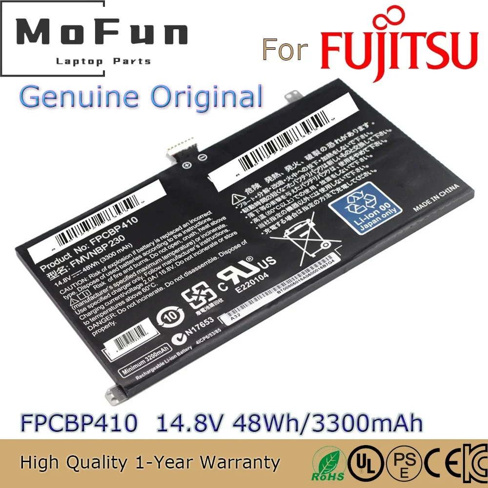 Brand New Original FPCBP410 14.8V 48Wh Laptop Battery for Fujitsu LifeBook UH554 UH574 FMVNBP230 FPB0304 etc.
Brand New Original FPCBP410 14.8V 48Wh Laptop Battery for Fujitsu LifeBook UH554 UH574 FMVNBP230 FPB0304 etc.