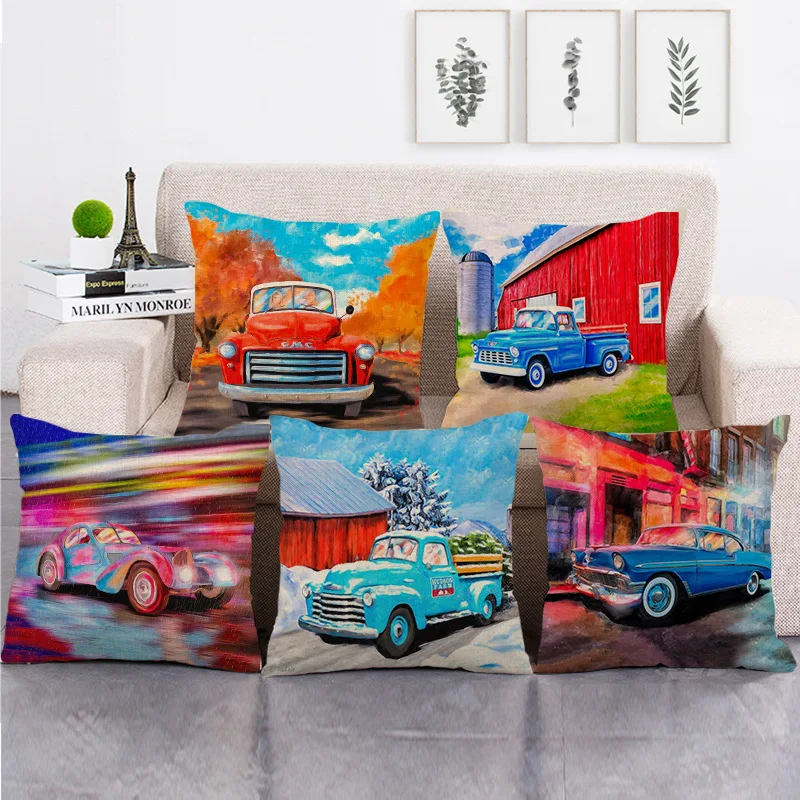 Color Oil Painting House Pillowcase Vintage Sedan Linen Cushion Cover For Living Room Home Decoration Modern Sofa Office 45x45cm
Color Oil Painting House Pillowcase Vintage Sedan Linen Cushion Cover For Living Room Home Decoration Modern Sofa Office 45x45cm