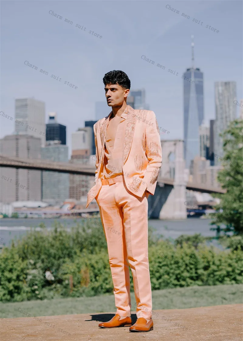 Luxury Crystals Men Suits Set 2 Pcs Blazer+Pants Trousers Cotton Groom Wedding Tuxedos Formal Office Customized Jacket Coat
Luxury Crystals Men Suits Set 2 Pcs Blazer+Pants Trousers Cotton Groom Wedding Tuxedos Formal Office Customized Jacket Coat