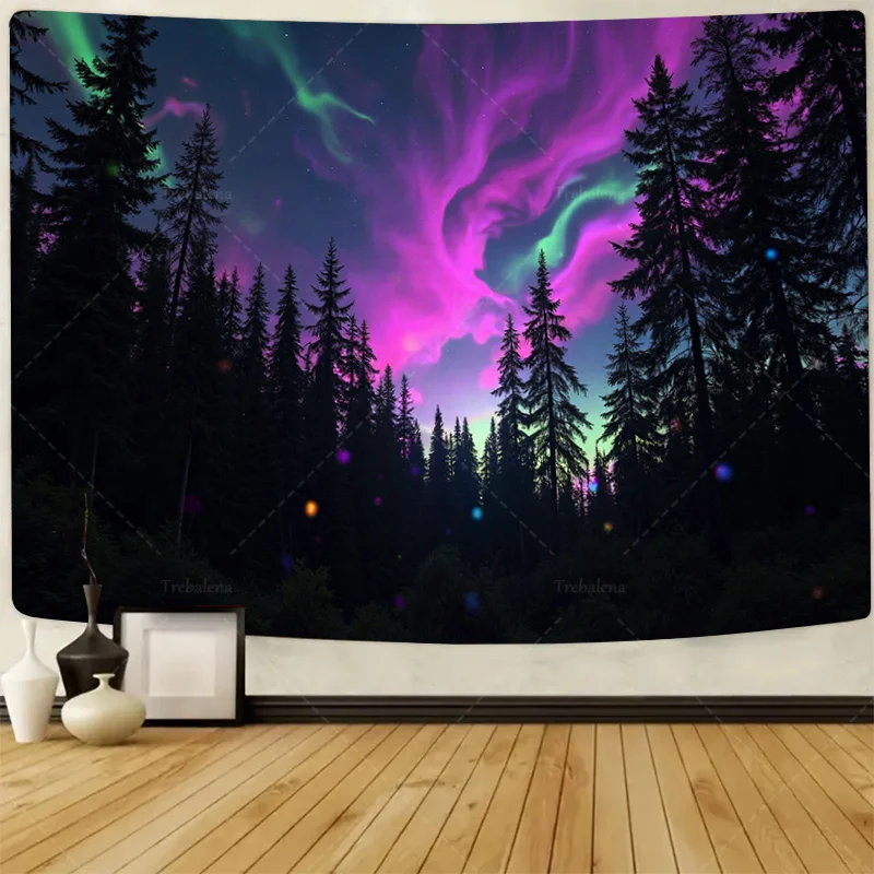 1pc Wall Tapestry Aurora Borealis Forest Tapestry - Vibrant Night Sky Scene Wall Art
1pc Wall Tapestry Aurora Borealis Forest Tapestry - Vibrant Night Sky Scene Wall Art
