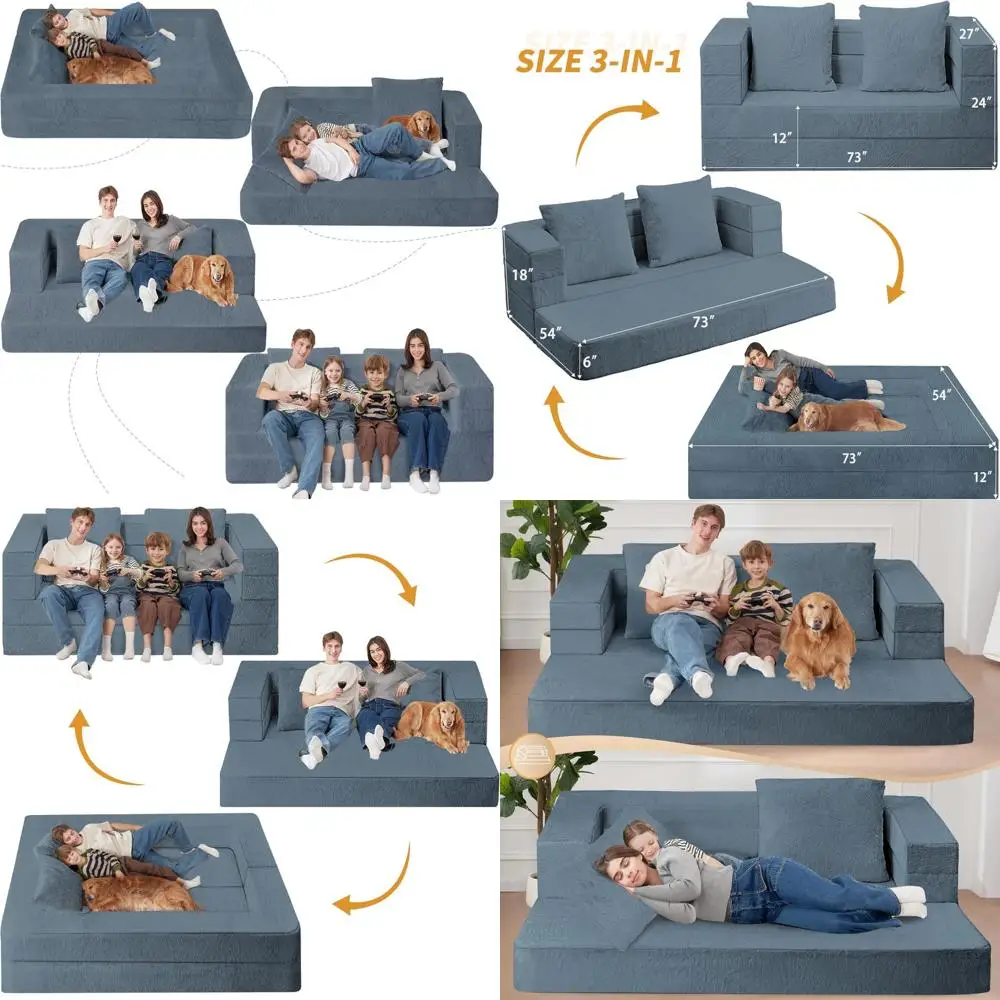 Convertible Adult Bean Bag Chair, 3-in-1 Faux Fur Floor Sofa and Large Beanbag Bed with Pillow
Convertible Adult Bean Bag Chair, 3-in-1 Faux Fur Floor Sofa and Large Beanbag Bed with Pillow