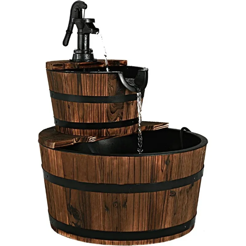 2-Tier Waterfall Fountain, Rustic Wood Cascading with Electric Decorative Hand Pump
2-Tier Waterfall Fountain, Rustic Wood Cascading with Electric Decorative Hand Pump
