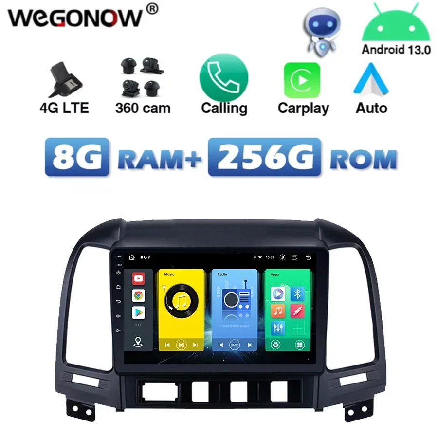 4G SIM DSP Car DVD Player Carplay Auto Android 13.0 8G+256G RDS Radio WIFI Bluetooth 5.0 GPS map For Hyundai Santa Fe 2006-2012
4G SIM DSP Car DVD Player Carplay Auto Android 13.0 8G+256G RDS Radio WIFI Bluetooth 5.0 GPS map For Hyundai Santa Fe 2006-2012