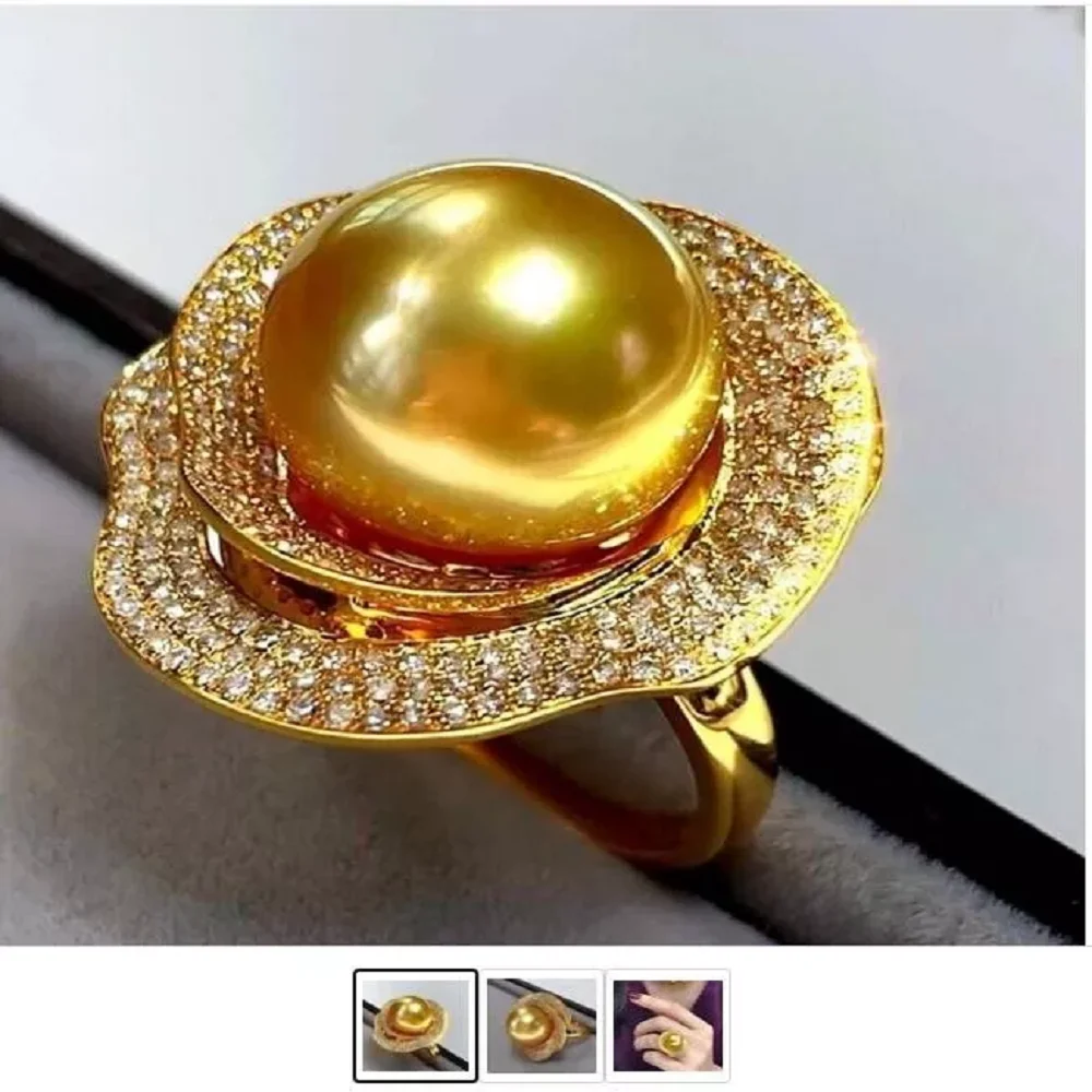 New gorgeous large AAAAA 12-11mm natural round SouthSea gold pearl ring 925s10-11mm
New gorgeous large AAAAA 12-11mm natural round SouthSea gold pearl ring 925s10-11mm