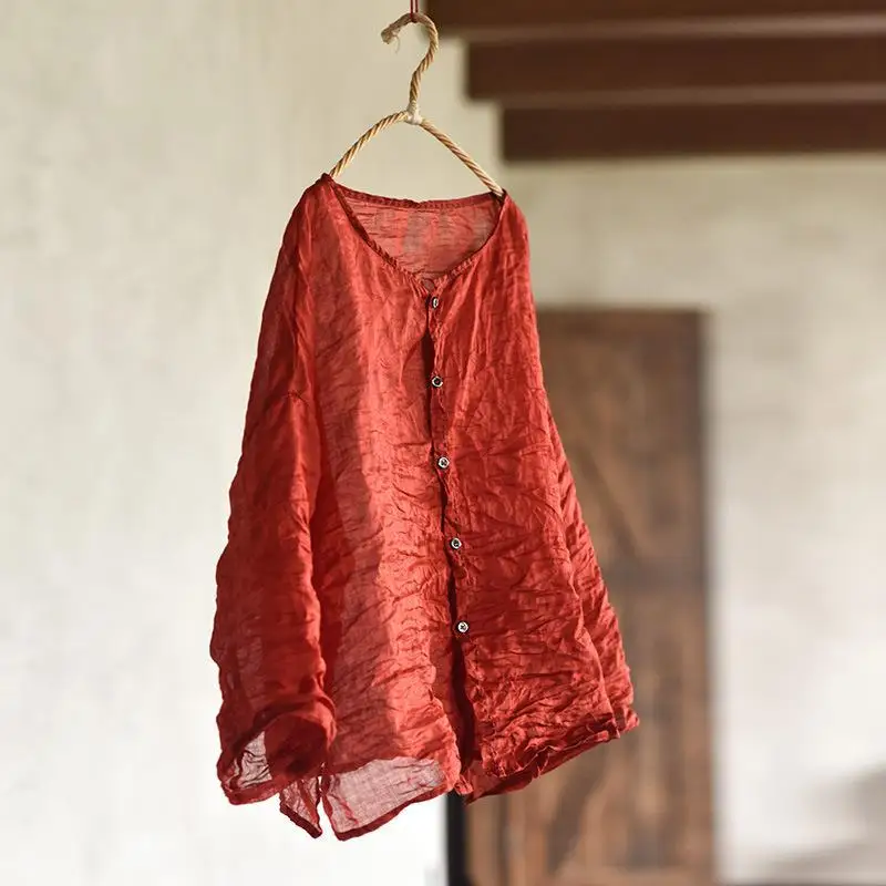 Original Design Arts Style Thin Ramie Women Long Sleeve Shirt All-matched Casual Single Breasted Loose Summer Blouse Female 088
Original Design Arts Style Thin Ramie Women Long Sleeve Shirt All-matched Casual Single Breasted Loose Summer Blouse Female 088