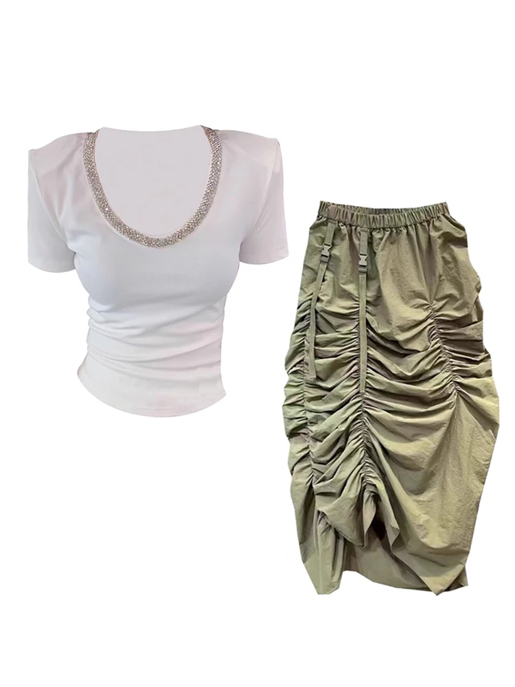 Summer New White Short Fit Shoulder T-Shirt And High Waist Asymmetrical Skirt Two-Piece Set for Women Fashionable Ensemble
Summer New White Short Fit Shoulder T-Shirt And High Waist Asymmetrical Skirt Two-Piece Set for Women Fashionable Ensemble