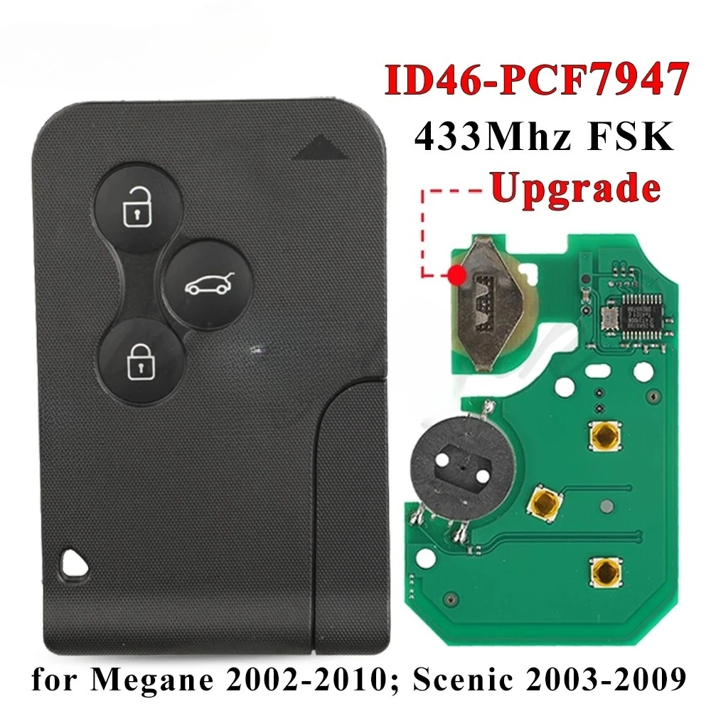 jingyuqin Remote Key 433Mhz ID46 PCF7947 Chip 3Button For Renault Megane 2 3 Scenic Clio 2003-2008 Upgrade Design Emergency Card
jingyuqin Remote Key 433Mhz ID46 PCF7947 Chip 3Button For Renault Megane 2 3 Scenic Clio 2003-2008 Upgrade Design Emergency Card