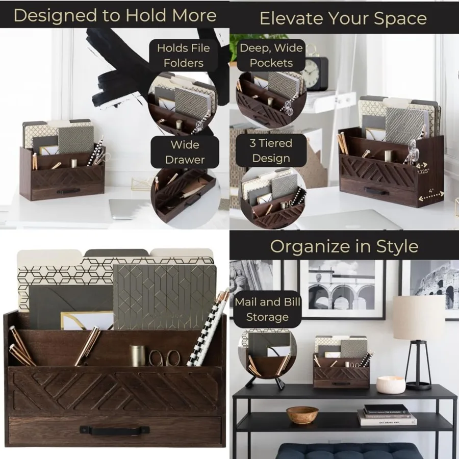 Wooden Mail Organizer with Drawer and Compartments Mail Sorter Organizer Countertop for Desk Entryway Outgoing Mail Holder Wood
Wooden Mail Organizer with Drawer and Compartments Mail Sorter Organizer Countertop for Desk Entryway Outgoing Mail Holder Wood
