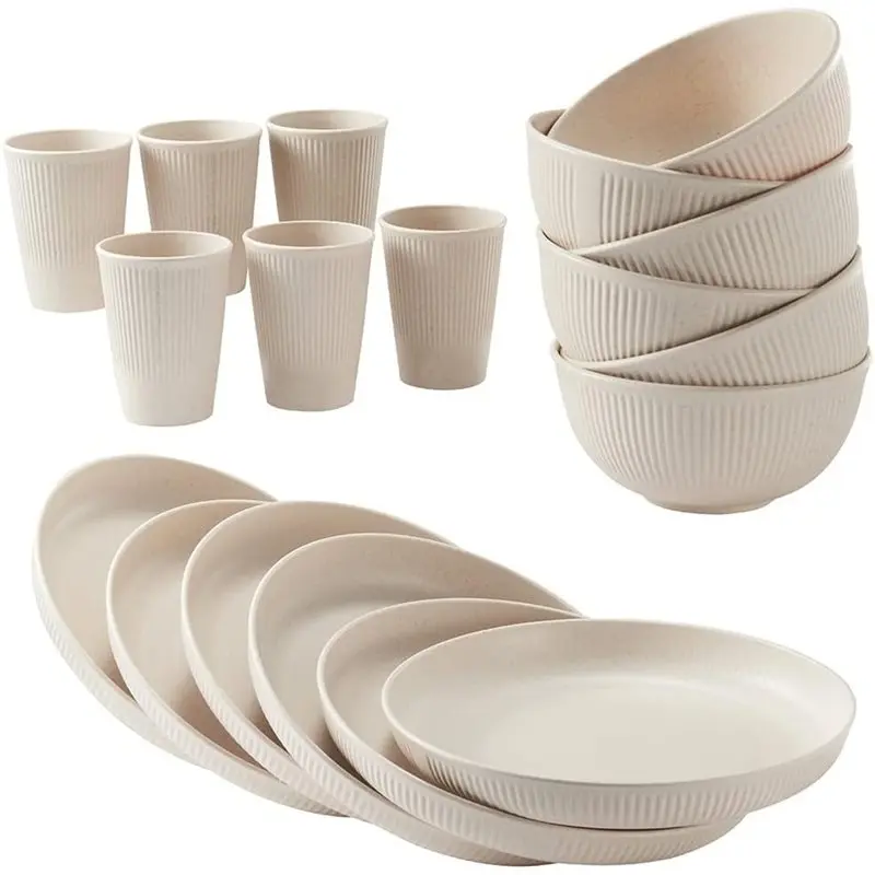 ABUI-Household Cutlery Set 1Set Straw Cutlery Set, 6 X Cups+ 6 X Bowls+ 6 X Plates High Quality Plate Bowl Cup Set
ABUI-Household Cutlery Set 1Set Straw Cutlery Set, 6 X Cups+ 6 X Bowls+ 6 X Plates High Quality Plate Bowl Cup Set