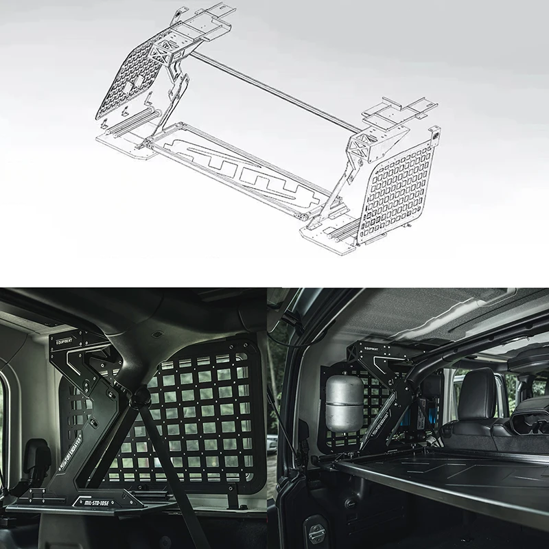 Lantsun F2005 Rear Foldable Cargo Shelf Aluminum Alloy Storage Shelf Tailgate Table for Jeep for Wrangler JL2018+
Lantsun F2005 Rear Foldable Cargo Shelf Aluminum Alloy Storage Shelf Tailgate Table for Jeep for Wrangler JL2018+