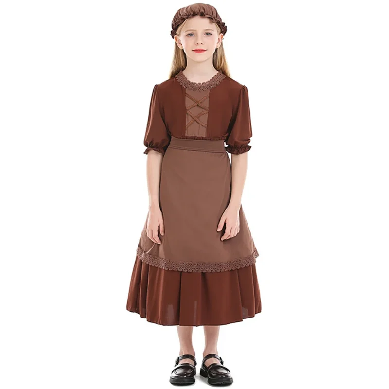 Girls Dark Brown Maid Clothing Lace Dress Grandmother Costume Kid Makeup Theme Party Clothes Children Hat Apron Pastoral Apparel
Girls Dark Brown Maid Clothing Lace Dress Grandmother Costume Kid Makeup Theme Party Clothes Children Hat Apron Pastoral Apparel