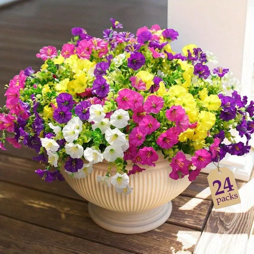 Bundles Artificial Faux Flowers Plants For Outdoor Outside Decoration, Fake Silk Colorful Morning Glory UV Sun Resistant Look R
Bundles Artificial Faux Flowers Plants For Outdoor Outside Decoration, Fake Silk Colorful Morning Glory UV Sun Resistant Look R