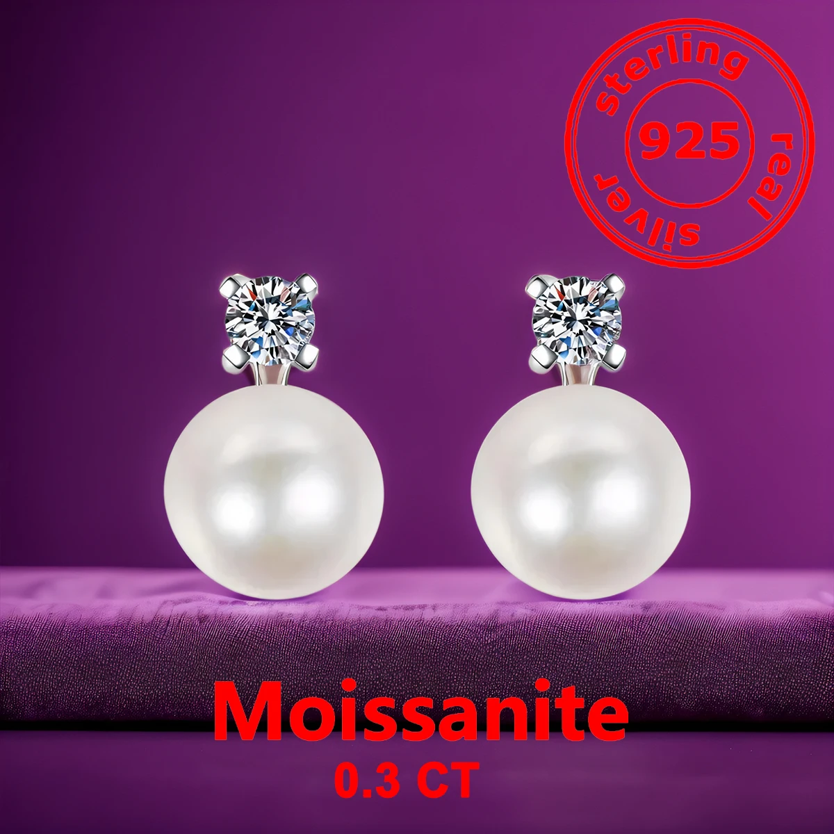 Moissanite 0.3CT D/VVS Women's Earrings Natural Pearls 925 Sterling Silver with Certificate
Moissanite 0.3CT D/VVS Women's Earrings Natural Pearls 925 Sterling Silver with Certificate