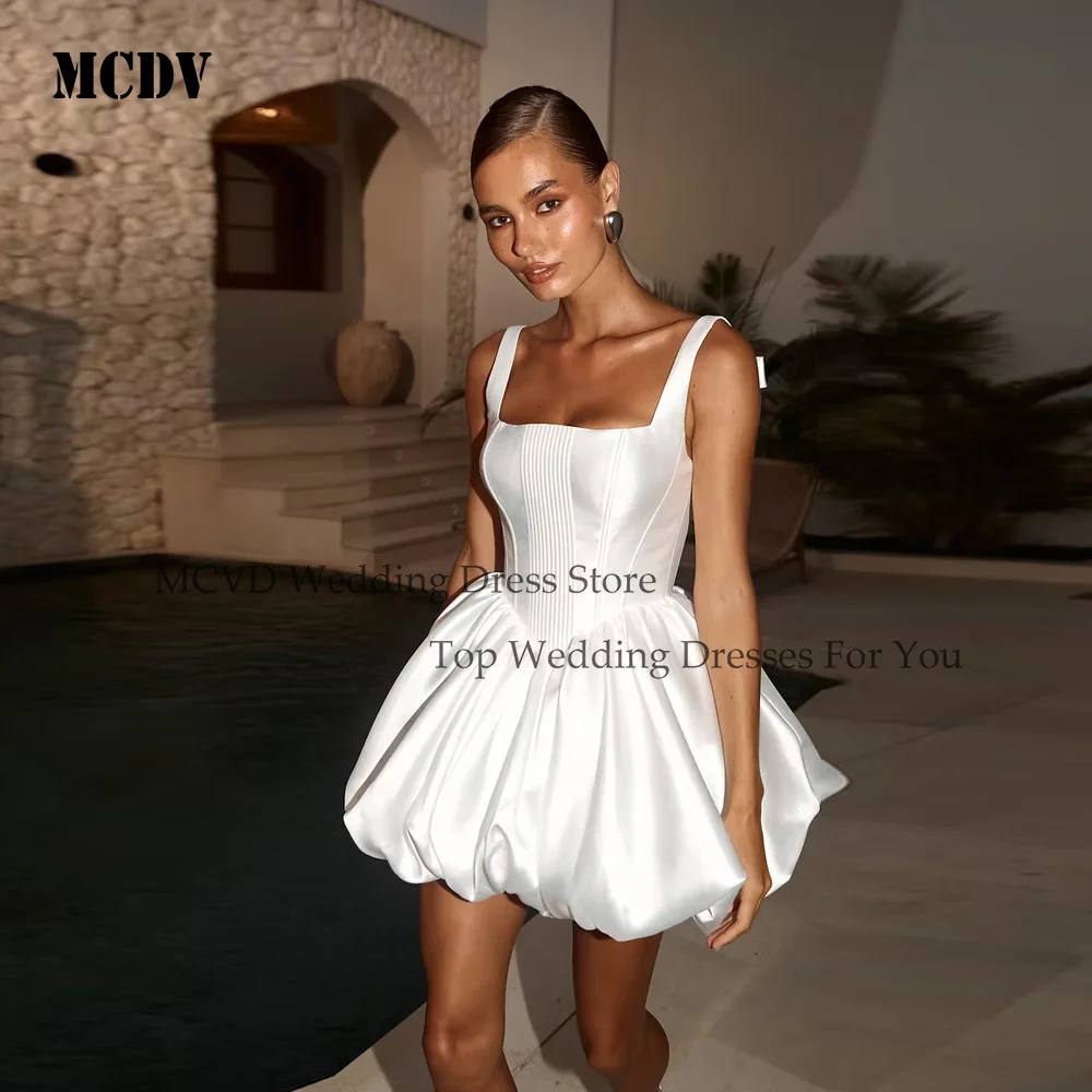 Sexy Short Wedding Dress Women 2025 Bows Sleeveless Lace Up Back Satin Pleat Above-Knee Bridal Gown Vestidos De Novia Customized
Sexy Short Wedding Dress Women 2025 Bows Sleeveless Lace Up Back Satin Pleat Above-Knee Bridal Gown Vestidos De Novia Customized