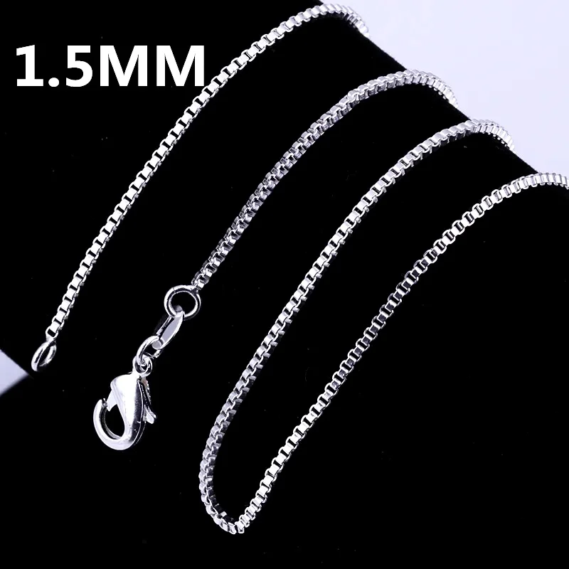 925 Sterling Silver Necklace 16/18/20/22/24 inches fine 1.5MM Box chain For Women top quality Fashion Jewelry Christmas Gifts
925 Sterling Silver Necklace 16/18/20/22/24 inches fine 1.5MM Box chain For Women top quality Fashion Jewelry Christmas Gifts