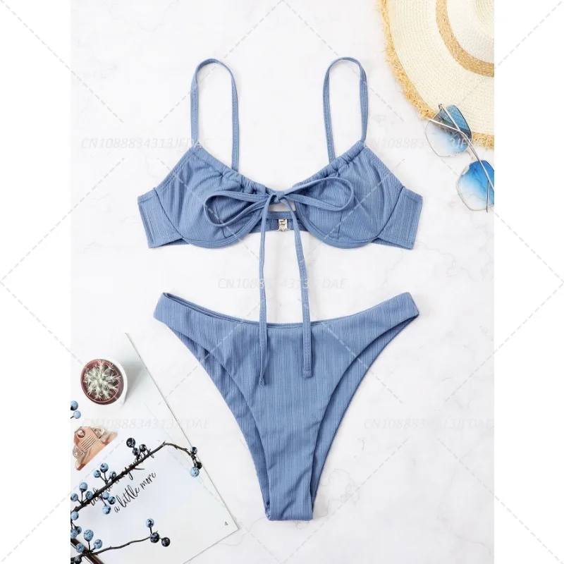 Sexy Push Up Bikini Women Rib Tie Front Swimsuit solid Underwire Swimwear Female Bathers Bathing Swimming Suit Summer Beachwear
Sexy Push Up Bikini Women Rib Tie Front Swimsuit solid Underwire Swimwear Female Bathers Bathing Swimming Suit Summer Beachwear