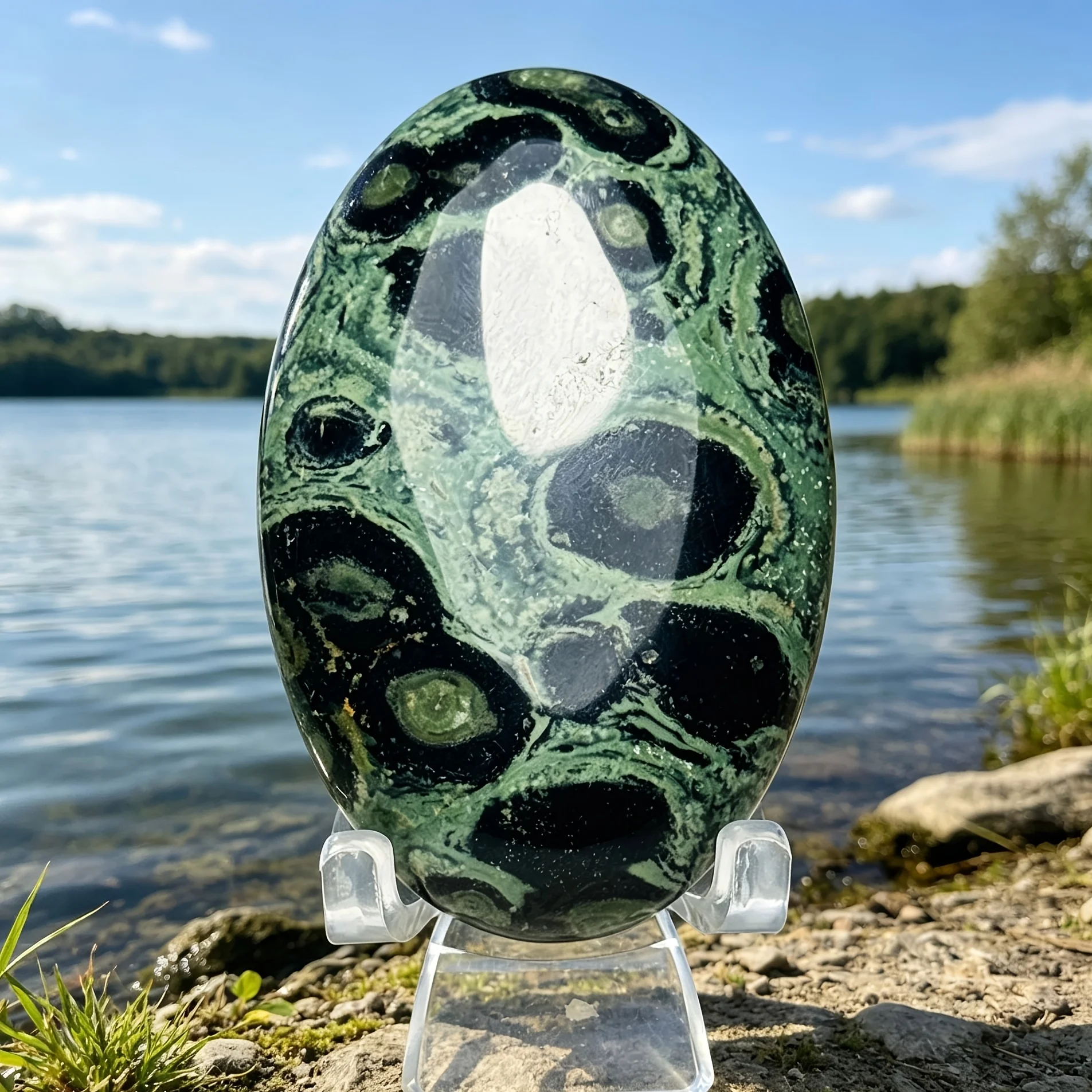 Natural Green Kambaba Jasper Palm Stone, Polished Gemstone, Home Decor Meditation Energy Ornament Gift
Natural Green Kambaba Jasper Palm Stone, Polished Gemstone, Home Decor Meditation Energy Ornament Gift