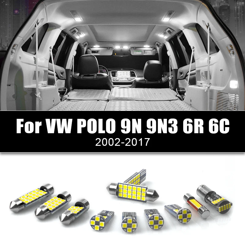 For Volkswagen VW POLO 9N 9N3 6R 6C 2002-2017 12v Car LED Bulbs Kit Interior Reading Lamps Vanity Mirror Trunk Light Accessories
For Volkswagen VW POLO 9N 9N3 6R 6C 2002-2017 12v Car LED Bulbs Kit Interior Reading Lamps Vanity Mirror Trunk Light Accessories