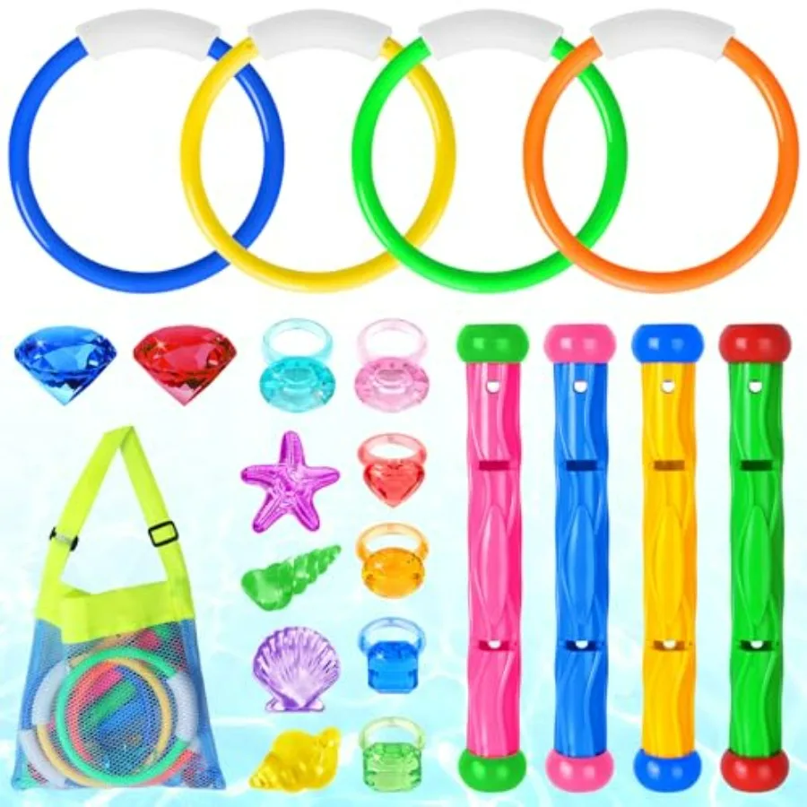 20 Pcs Pool Swimming for Rings Sticks Underwater Training Sinking with Storage Bag for Summer Water Games Party Favors
20 Pcs Pool Swimming for Rings Sticks Underwater Training Sinking with Storage Bag for Summer Water Games Party Favors