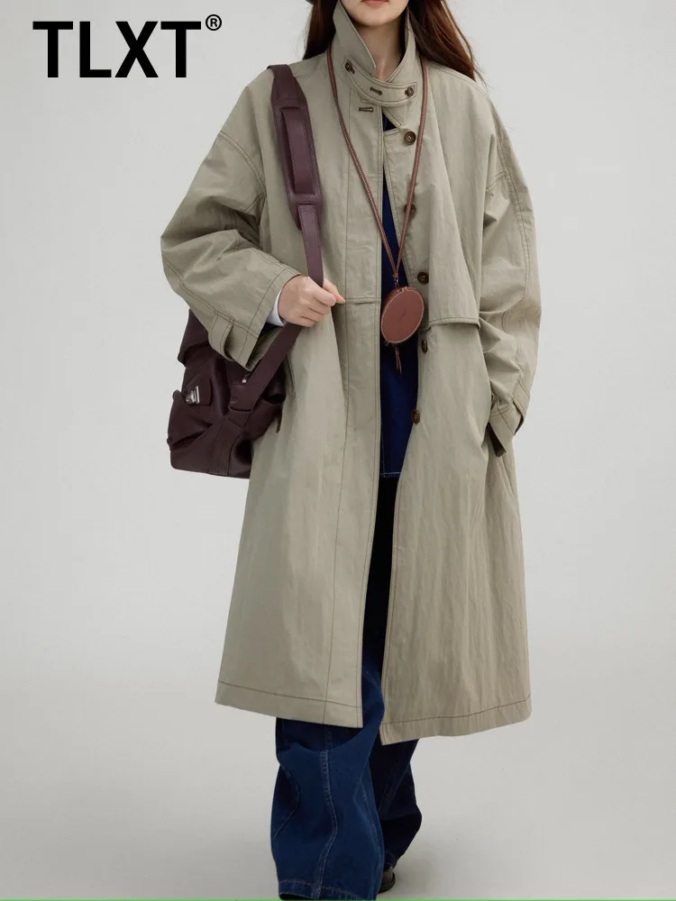 TLXT Fashion Women's Casual Stand Collar Long Windbreaker Jacket Solid Color Oversized Fit Lightweight Outerwear With Pockets
TLXT Fashion Women's Casual Stand Collar Long Windbreaker Jacket Solid Color Oversized Fit Lightweight Outerwear With Pockets