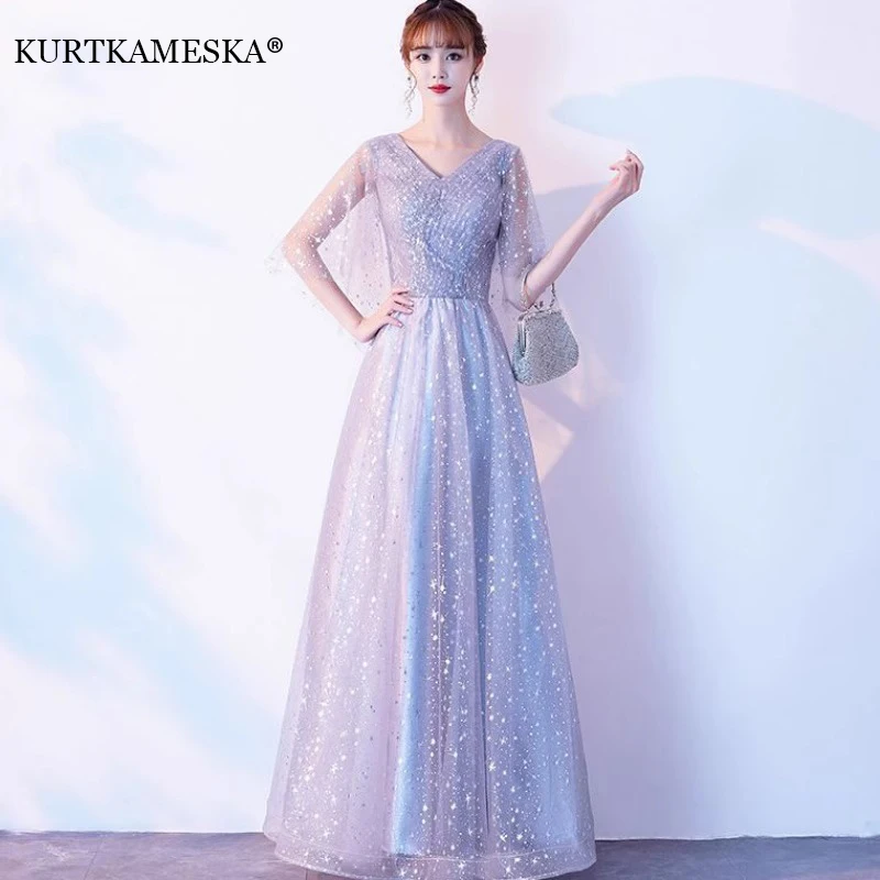 Elegant Long Evening Gown Mesh Sequined Wedding Dress Sexy V-neck Ball Gown Wedding Evening Party Summer Dress Women Formal
Elegant Long Evening Gown Mesh Sequined Wedding Dress Sexy V-neck Ball Gown Wedding Evening Party Summer Dress Women Formal